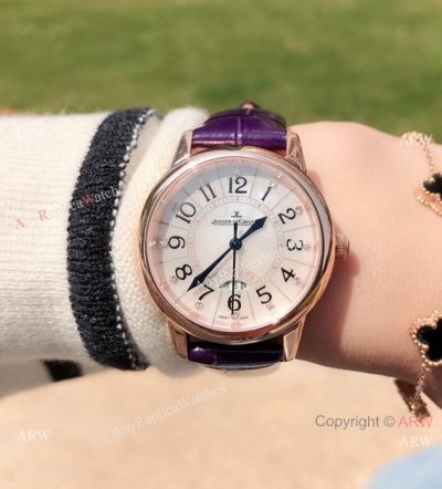 Copy Jaeger-LeCoultre Rendez Vous Date Watch Rose Gold Purple Band